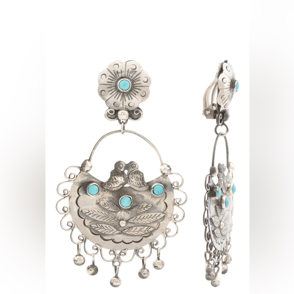 Seed & Sage Sterling silver and turquoise Frida folk clip on earrings. New!